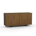 Modern Minimalist Brown Sideboard With Vertical Stripe Doors And Black Support Legs
