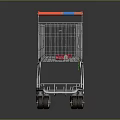Silver Metal Shopping Cart Style Furniture With Red Handles And Wheels