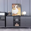 White Duck Animal Oil Painting With Colorful Background For Interior Decor