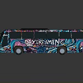 Colorful Graffiti Covered Bus with Day Dreaming Text Modern Body Design and Vibrant Artwork