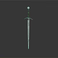 Shiny Medieval Sword With Metal Blade Ornate Pommel And Dark Background