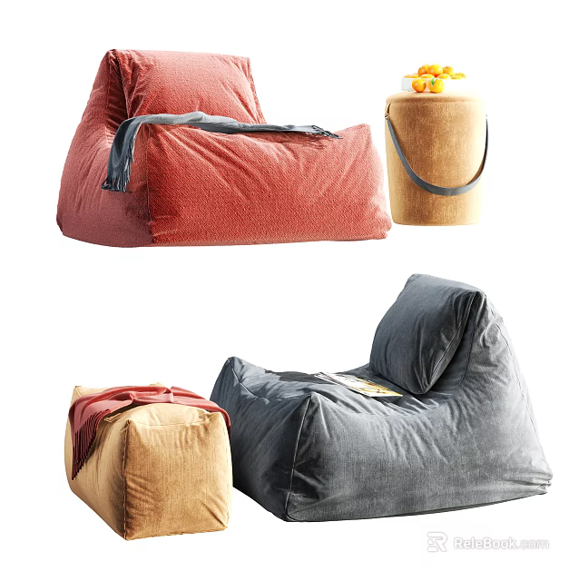 Stylish Bean Bag Chair with Various Colors Soft Fabric Comfortable Seating for Home 3d model 
