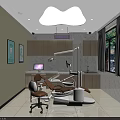 Dental Clinic Interior With Dental Chair Wooden Cabinets And Marble Walls