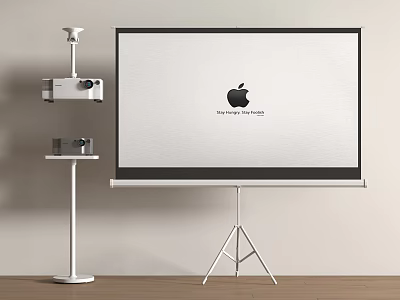 Modern Projection Monitoring Device Setup With Screen And Stand In Room 3d model
