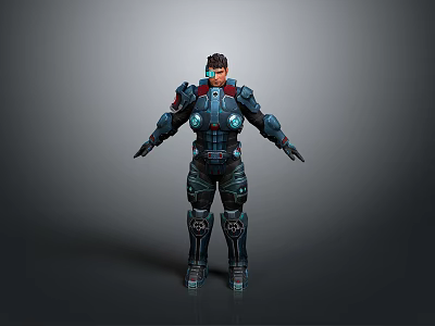 Functional Mechanical Armor Suit With Blue Glowing Details For Daily Use 3d model