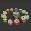 Colorful Ceramic Storage Jars with Lids for Home Kitchen Decor and Organization 3d model