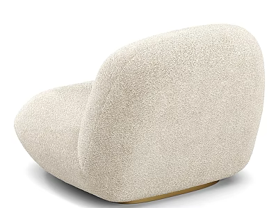 Beige Plush Fabric Accent Chair With Curved Design And Gold Base 3d model