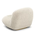 Beige Plush Fabric Accent Chair With Curved Design And Gold Base