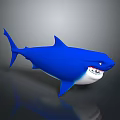 Blue Shark 3D Rendered With Sharp Teeth And White Underbelly Cartoon Style 3d model