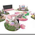 Spring Flower Themed Photo Check-in Spot With Pink Decorations And Lawn Scenes