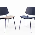 Modern Minimalist Dining Chair With Black Backrest Light Colored Seat And Metal Legs