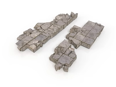 Irregular Broken Concrete Construction Pieces With Textured Surface For Scene Building 3d model
