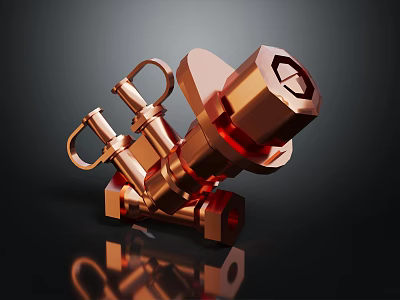 Brass Valve Component With Multiple Interfaces Knobs And Metallic Shine On Dark Background 3d model