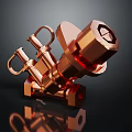 Brass Valve Component With Multiple Interfaces Knobs And Metallic Shine On Dark Background