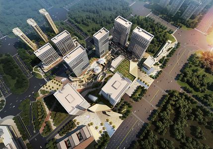 Modern Aerial View Fuzhou Sunshine City Metropolitan Commercial Building Complex 3d model