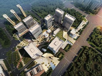 Modern Aerial View Fuzhou Sunshine City Metropolitan Commercial Building Complex 3d model