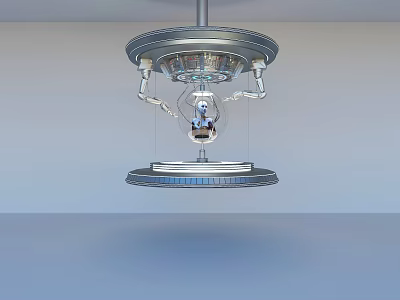 Smart Machine With Mechanical Arms Transparent Structure Internal Control Panel And Suspended Design 3d model