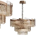 Elegant Modern Crystal Chandelier with Layered Hanging Elements and Transparent Design