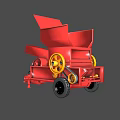 Portable Red Wood Shredder With Yellow Gear Black Wheel And Tilted Discharge Chute