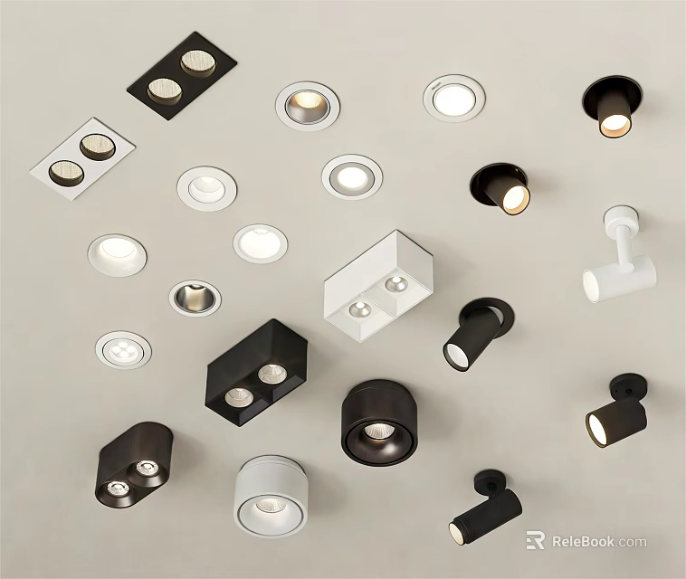 Various Modern Downlights And Spotlights With Sleek Design For Home Lighting 3d model 
