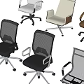 Various Design Office Chairs With Mesh Backs Wheeled Bases And Armrests 3d model