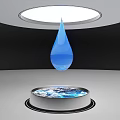 Technology Exhibition Hall Featuring Floating Water Drop And Earth Surface