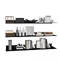 Modern Bookshelf Ornaments Books Pottery 3d model