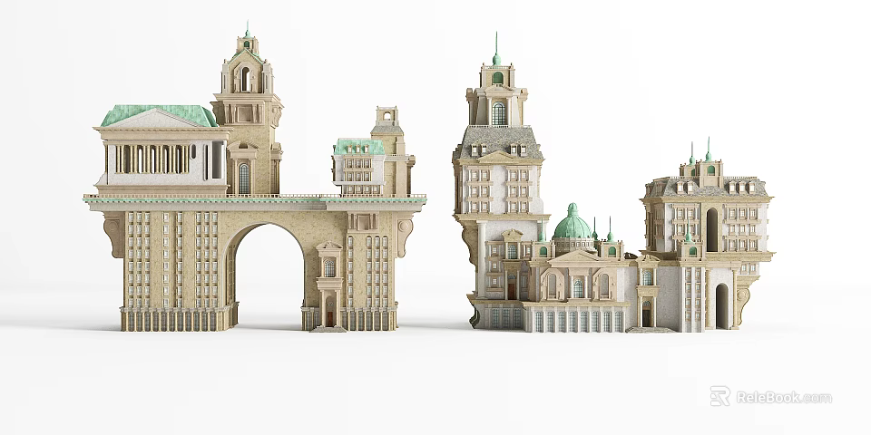 Ancient Architecture Models Showcasing Arches Towers Domes And Intricate Architectural Details 3d model 