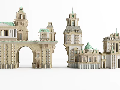 Ancient Architecture Models Showcasing Arches Towers Domes And Intricate Architectural Details 3d model