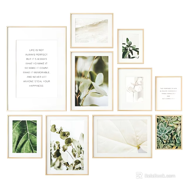 Minimalist Photo Frames With Botanical Prints And Inspirational Quotes For Wall Decor 3d model 