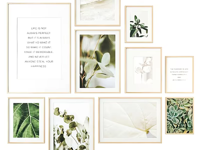Minimalist Photo Frames With Botanical Prints And Inspirational Quotes For Wall Decor 3d model