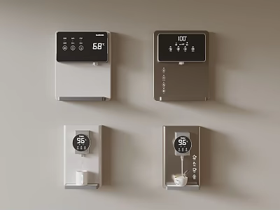 Modern Wall Mounted Kitchen Appliances With Digital Display White And Silver Designs For Beverage Making 3d model