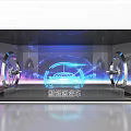 Smart Laboratory Interior With Holographic Projection Blue Interface And Person Operating Digital Device 3d model