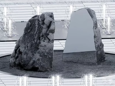 Rockery Stones With Mirror Surface In Modern Interior Decorative Design 3d model