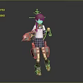 School Uniform Anime Character With Mechanical Gear And Friendly Fantasy Creature
