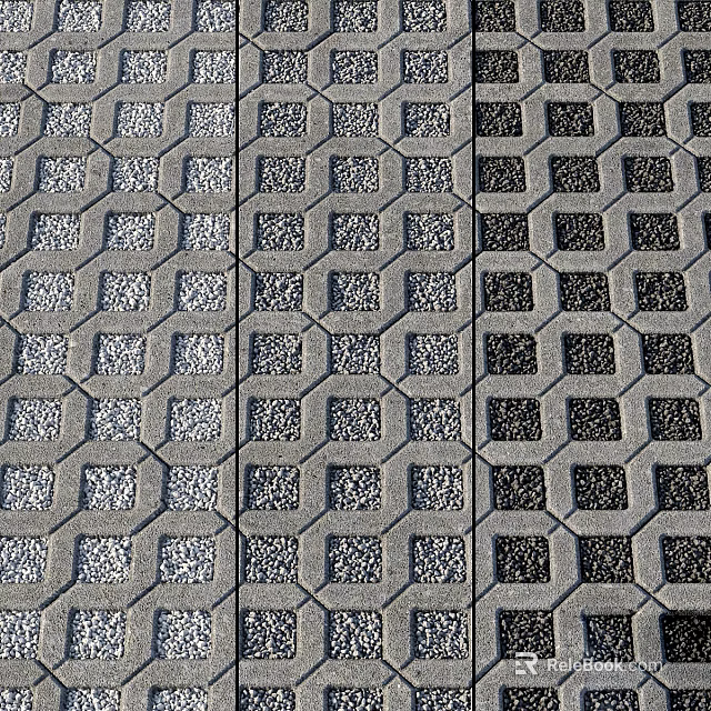 Road Infrastructure Featuring Grid Pattern Concrete Bricks On Urban Road Surface 3d model