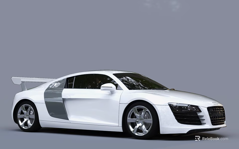 White Audi R8 Sports Car Featuring Sleek Exterior Design And Silver Alloy Wheels 3d model 