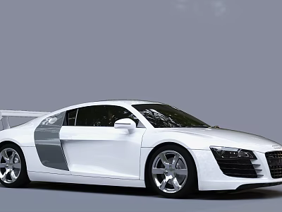 White Audi R8 Sports Car Featuring Sleek Exterior Design And Silver Alloy Wheels 3d model