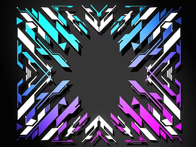 Colorful Geometric Lines With Symmetrical Pattern On Black Background Frame Design 3d model