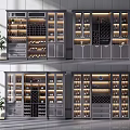 Modern Wine Cabinet Design With LED Lighting Multiple Shelves And Wine Bottle Storage