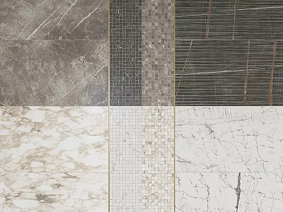Decorative Tiles with Various Textures Marble Grid Lines and Color Tones for Interior Design 3d model
