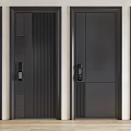 Modern Black Security Doors With Different Panel Designs And Electronic Locks 3d model
