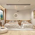 Modern Hotel Guest Room Interior Design With Twin Beds Curtains And Window Decor