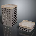 Two Modern Architectural Models Featuring Square Openings Different Heights And Light Colored Flat Tops 3d model