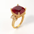 Exquisite Ruby Statement Ring With Large Red Gemstone Gold Setting And Diamond Accents
