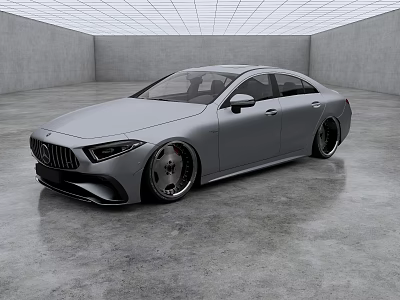 Silver Mercedes Sleek Sedan With Alloy Wheels In Modern Indoor Concrete Space 3d model