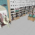 Vibrant Toy Store Interior With Plush Stuffed Animals Display Shelves And Shopping Families
