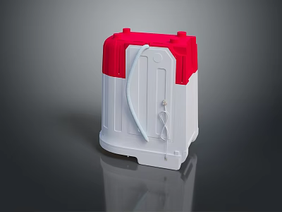 Red And White Plastic Storage Container With Secure Lid And Handle Design 3d model
