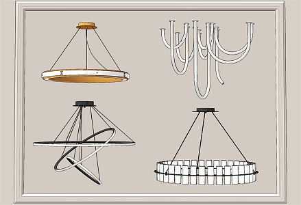 Modern chandelier metal ring chandelier 3d model