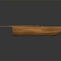 Small Traditional Wooden Rowboat With Oar And Interior Seat Structure